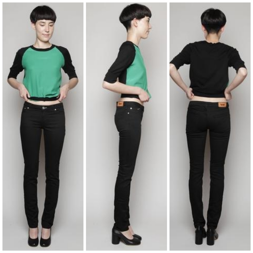 ACNE Kex Wet BLK distressed knee jeans W30 L34